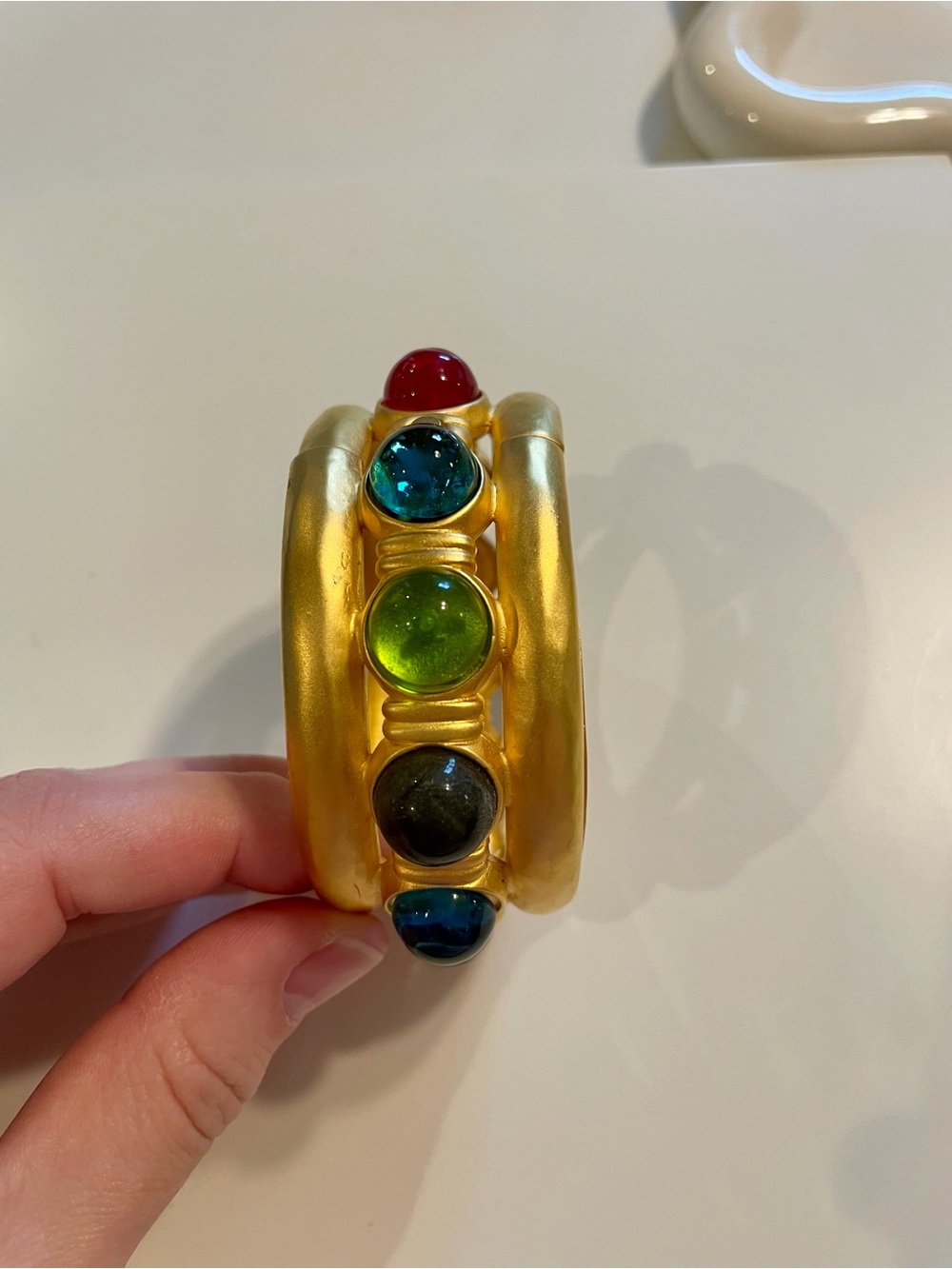 Vintage 90s Givenchy 18K Gold plated Multi Semi Precious Cabochon stone Bracelet